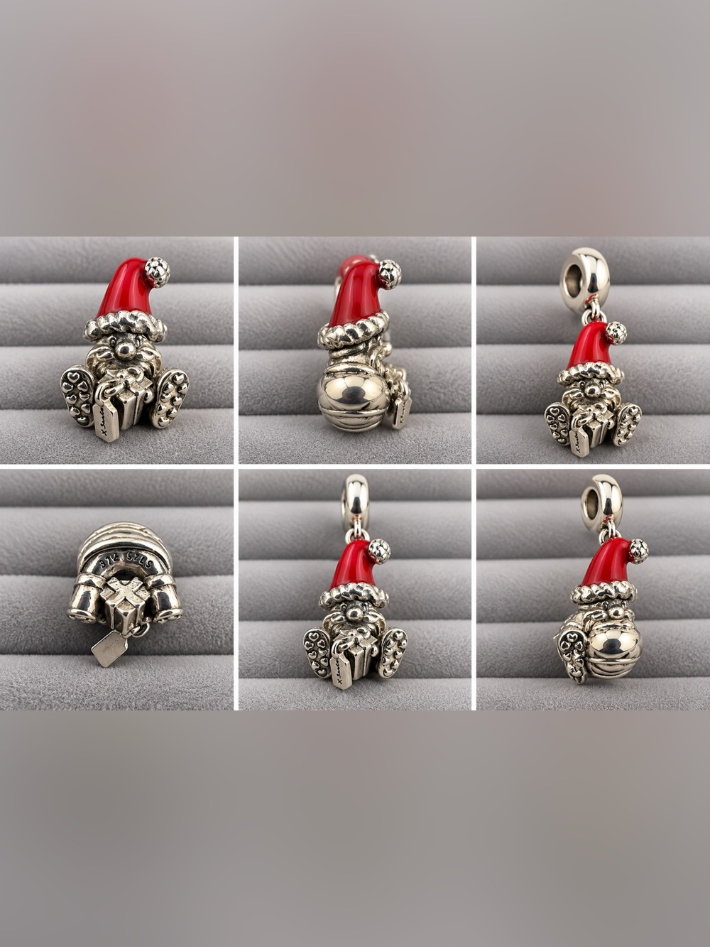 Pandora Sterling Silver Santa Charm with Red Enamel Hat